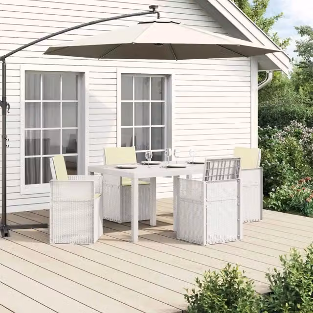Set da Pranzo per Giardino 5 pz Bianco e Crema PP 3430063