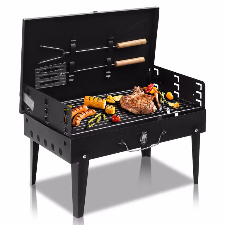 ALIGHTUP, griglia da giardino, griglia a carbone, dimensioni 44 x 27 x 47 cm, griglia portatile per campeggio e picnic, ideale per terrazzi e attività all'aperto