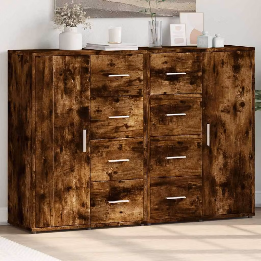 vidaXL Credenze 2 pz. Rovere fumé 60x31x84 cm Materiale a base di legno