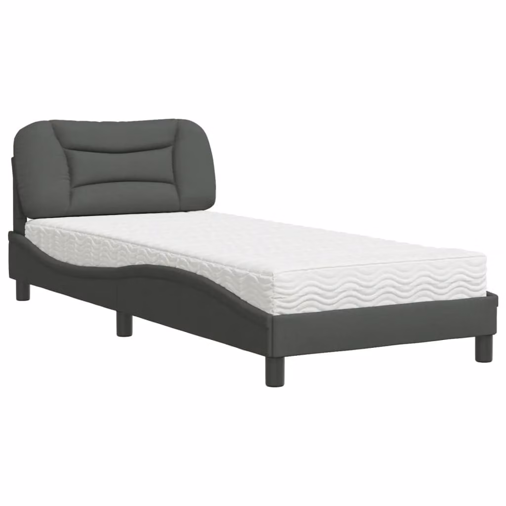 Letto con Materasso Hvar Grigio Scuro 90x190 cm in Tessuto