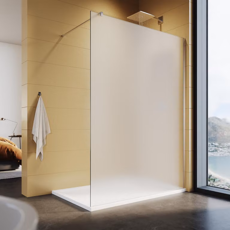 SONNI 140x200 cm doccia walk-in con stabilizzatore in vetro 8 mm completamente satinato con nano rivestimento