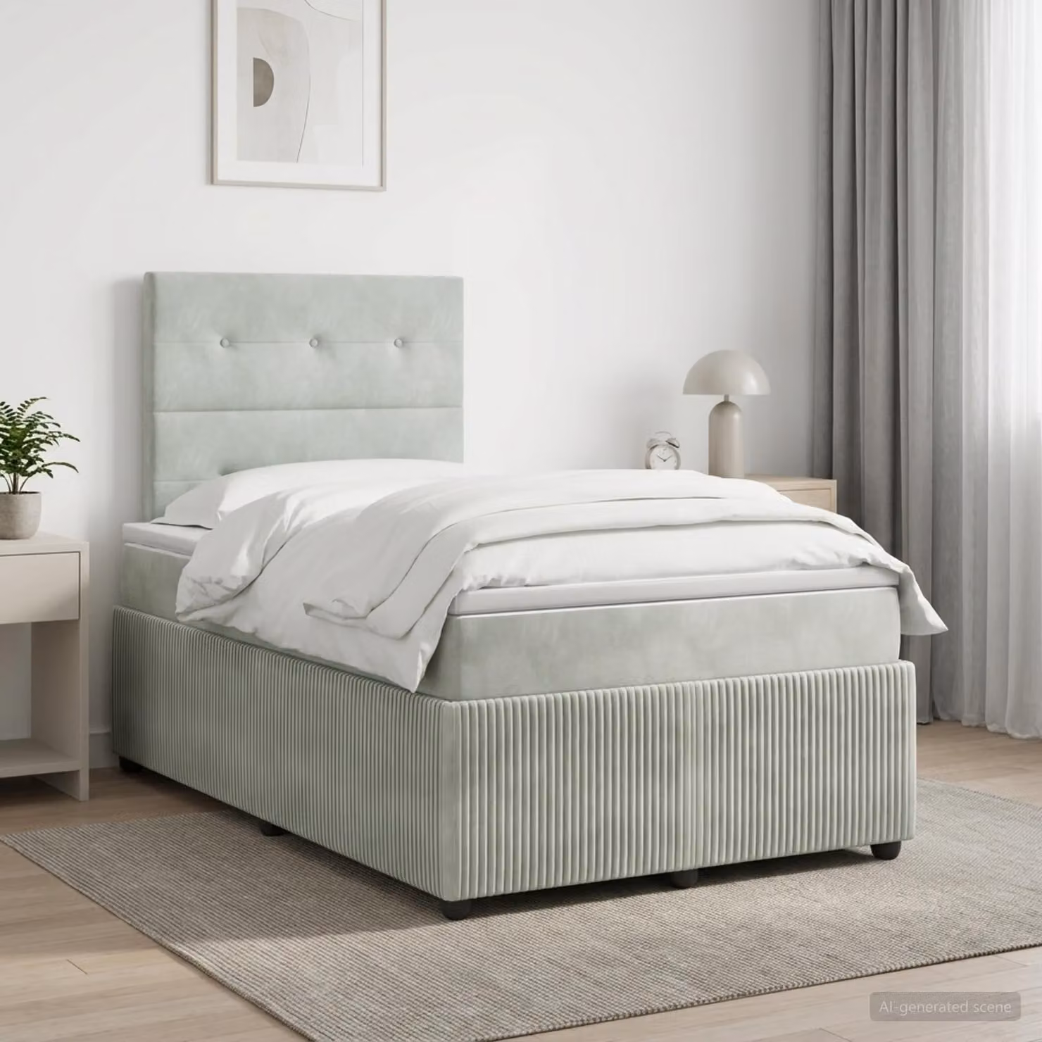 Maison Exclusive - Letto boxspring con materasso grigio chiaro 120 x 190 cm velluto