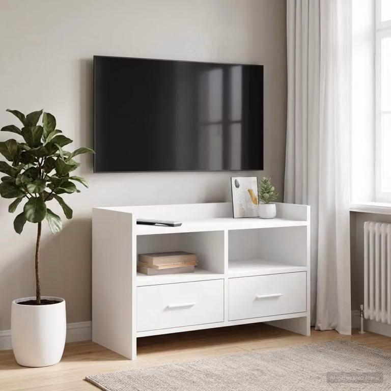 Mobile TV moderno vidaXL in legno ingegnerizzato bianco opaco L: 71,5 cm, P: 33 cm, H: 47 cm