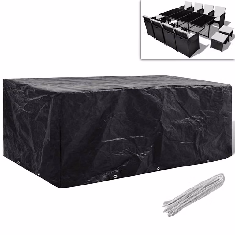 Copertura per mobili da giardino vidaXL con 8 occhielli, colore nero, L/P/H: 229 x 113 x 73 cm