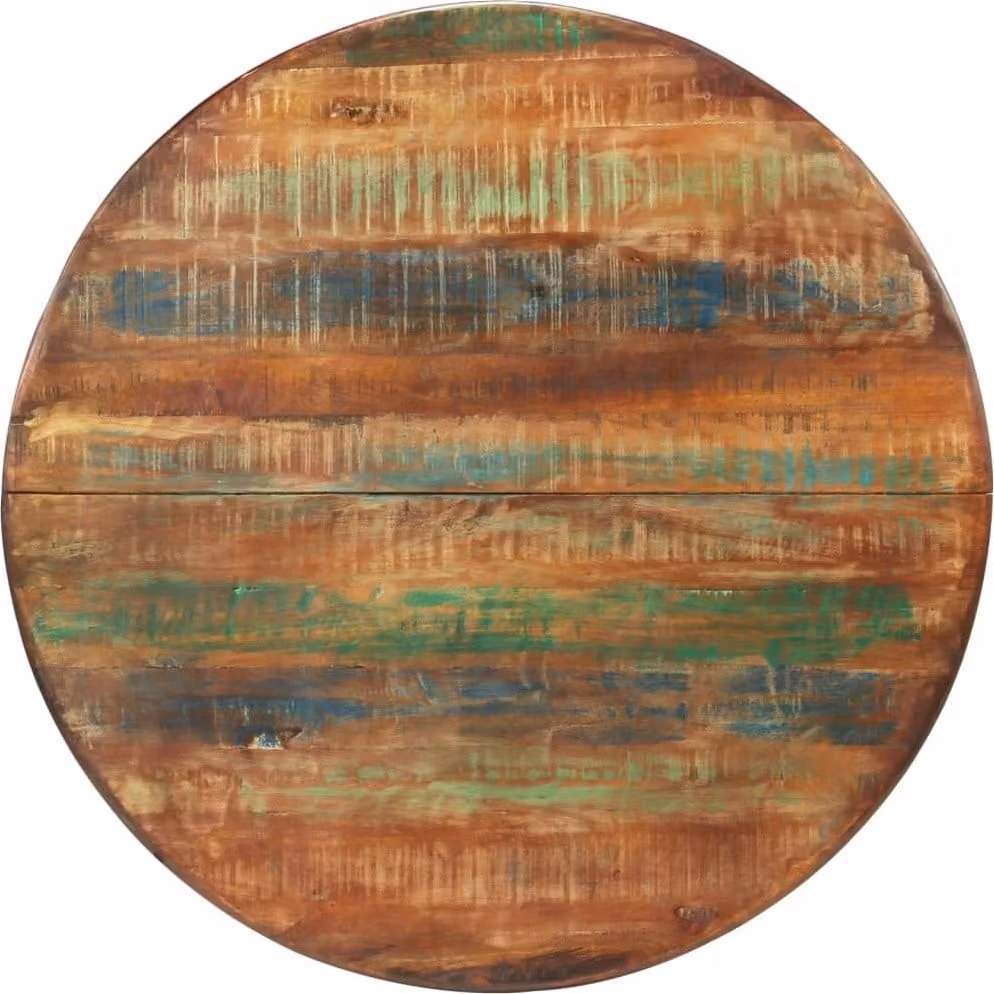 Tavolo da Pranzo Ø110x78cm Legno Massello di Recupero e Acciaio