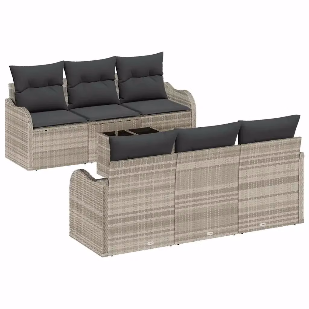 Set Divano da Giardino a L con Tavolino da Caffè vidaXL, Grigio, con Cuscini e Struttura in Metallo, L/P/H: 55 x 55 x 37 cm – 2