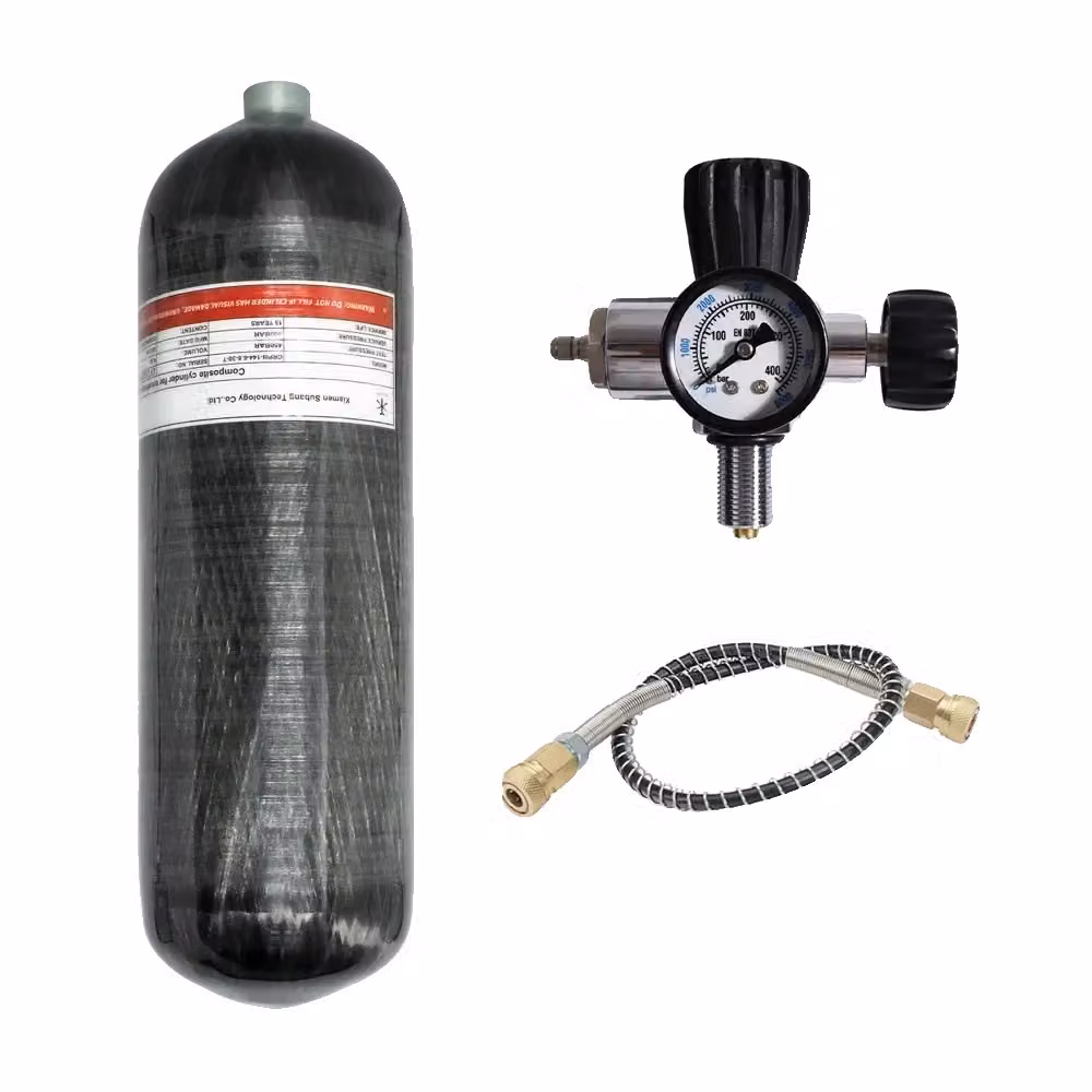 Cilindro in fibra di carbonio ad alta pressione, volume 6,8L, pressione di esercizio 300 BAR, 6,8L con valvola A