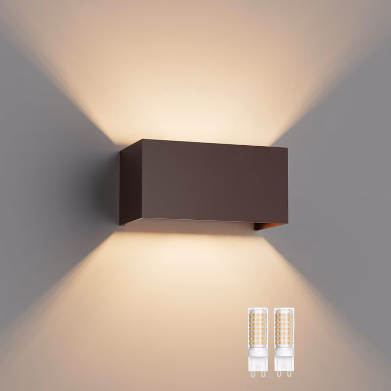 Lampada da parete a LED, attacco G9, 3000K, 18W, regolabile, grado di protezione IP54, finitura bronzo