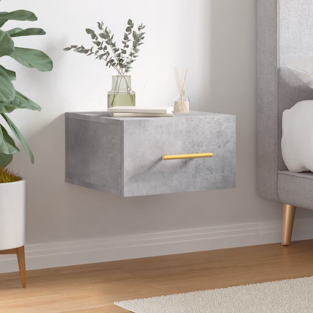 Comodino a muro vidaXL moderno in legno MDF grigio opaco L 35 cm x P 35 cm x H 20 cm