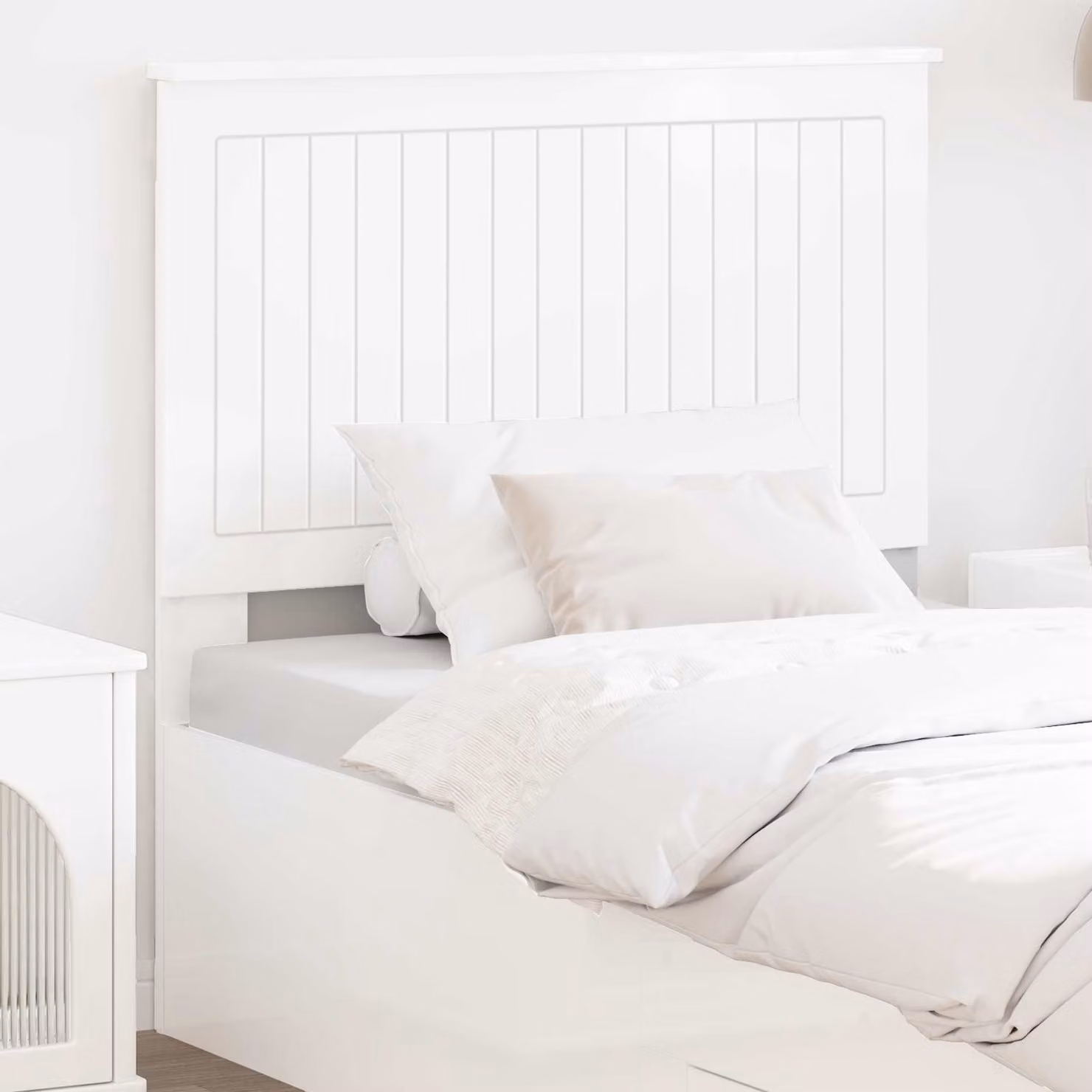 Testiera per letto moderna vidaXL in legno ingegnerizzato bianco lucido