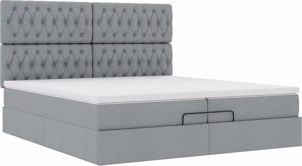 Struttura Letto Pouf con Materassi 200x200 cm in Tessuto