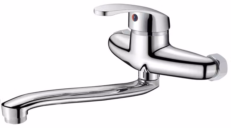 Rubinetto da parete, miscelatore monocomando, 30 cm, rotazione a 360°, per cucina