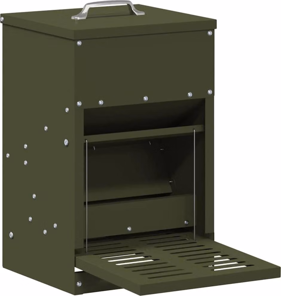 Mangiatore a Pedale per Pollo Verde oliva 25 x 42 x 40 cm