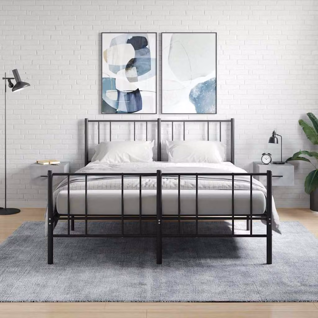Set di 2 comodini da parete vidaXL in legno, colore grigio cemento, L 35 x P 35 x H 20 cm