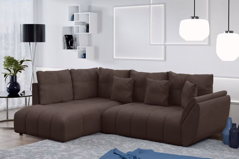 AX LIVING Divano angolare Corleone L con funzione letto marrone 268 cm