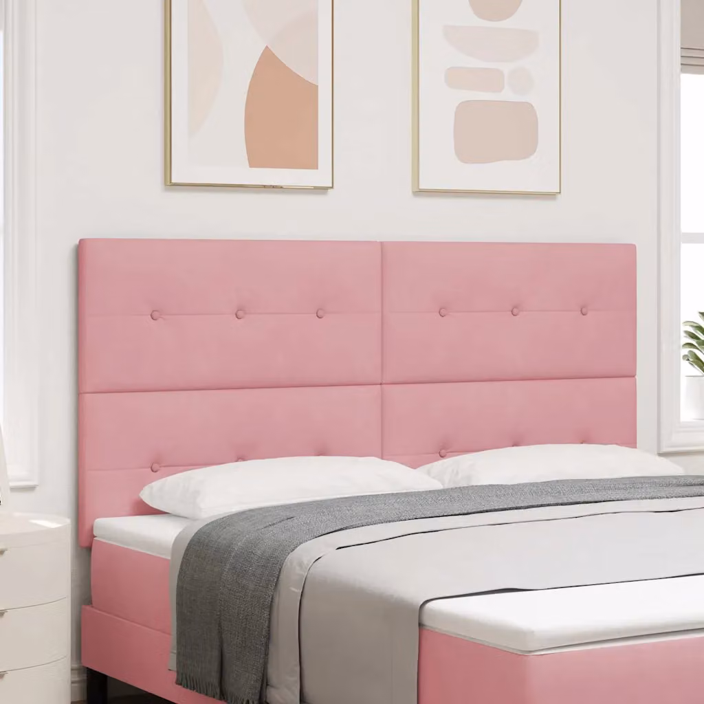 Testiera per letto con illuminazione LED vidaXL in velluto rosa, Larghezza: 180 cm