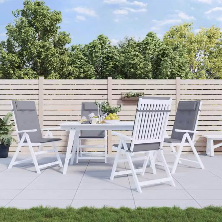 Set di 4 cuscini per sedia con schienale alto vidaXL in tessuto Oxford grigio, impermeabili e traspiranti con imbottitura in schiuma