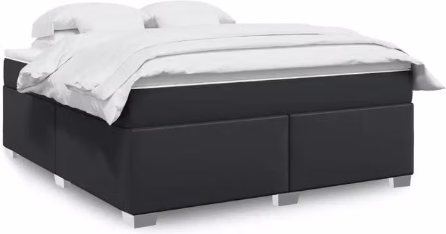 Letto con Giroletto a Molle e Materasso Ibrido vidaXL in Similpelle Nero e Bianco L/P: 180 x 200 cm