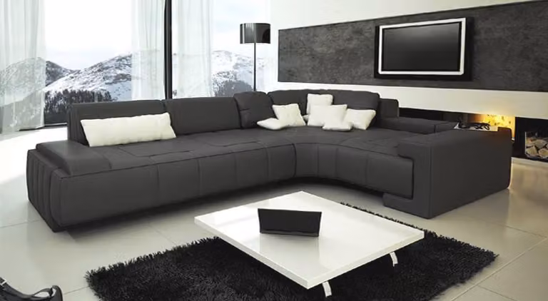 Leder Modern Couch Wohnlandschaft Ledersofa Sofagarnitur Sofa L-Form Rot Ecke