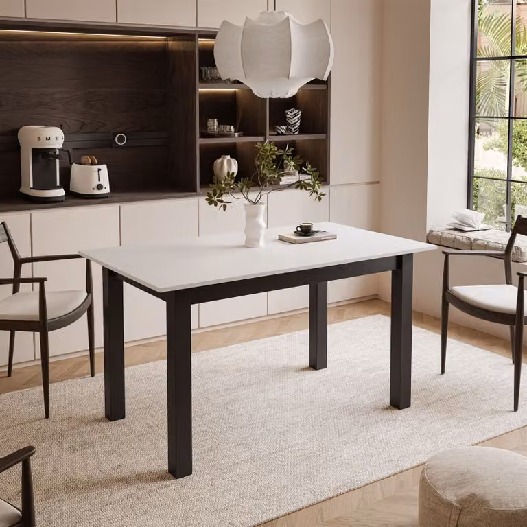 ARTON Tavolo allungabile 140 cm Bianco, colore delle gambe - Nero