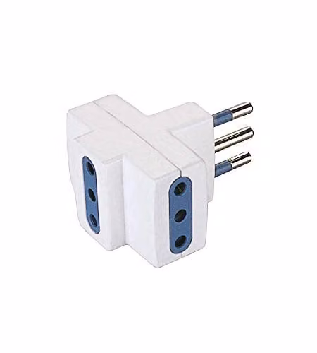 Poly Pool Adattatore 10A 2P+T con 3 Prese, Bianco, Uso Domestico