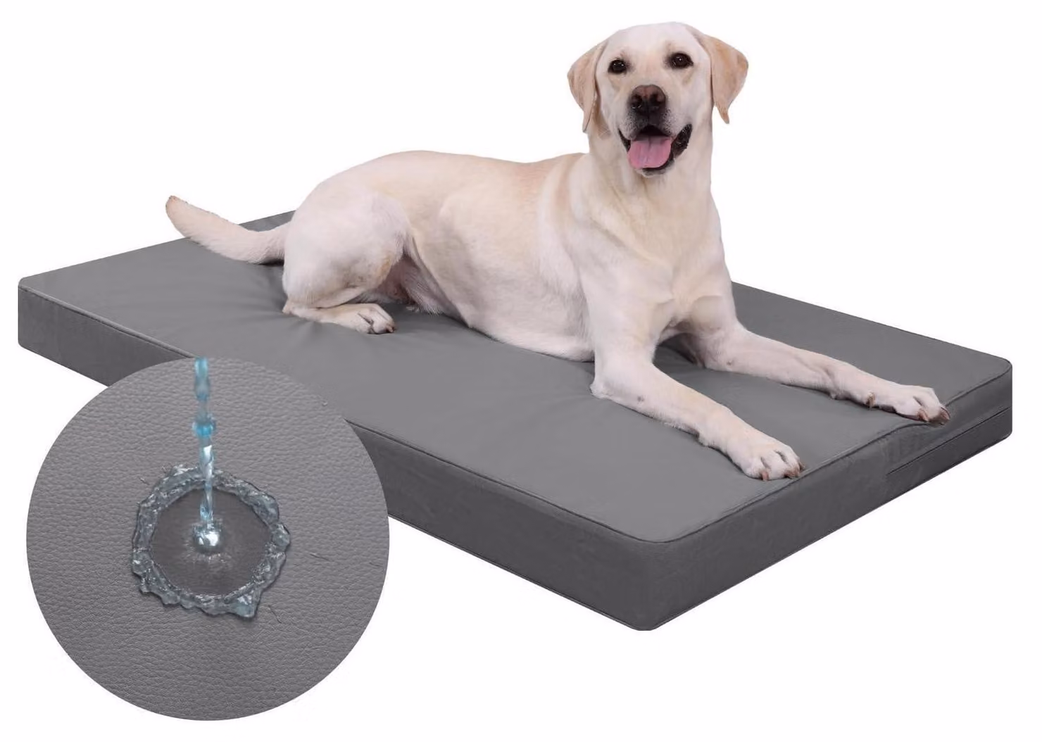 Cuccia ortopedica per cani, dimensioni L, 91x68x7 cm, grigia, impermeabile, con aspetto in pelle