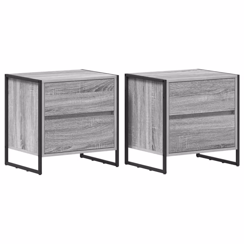 Set di 2 comodini vidaXL in stile industrial colore grigio, L/P/H: 50 x 39.5 x 50 cm – 2