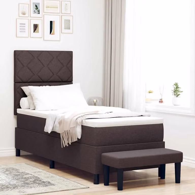 Letto ibrido con molle a tasche e testiera vidaXL in tessuto marrone, L 80 cm x P 200 cm