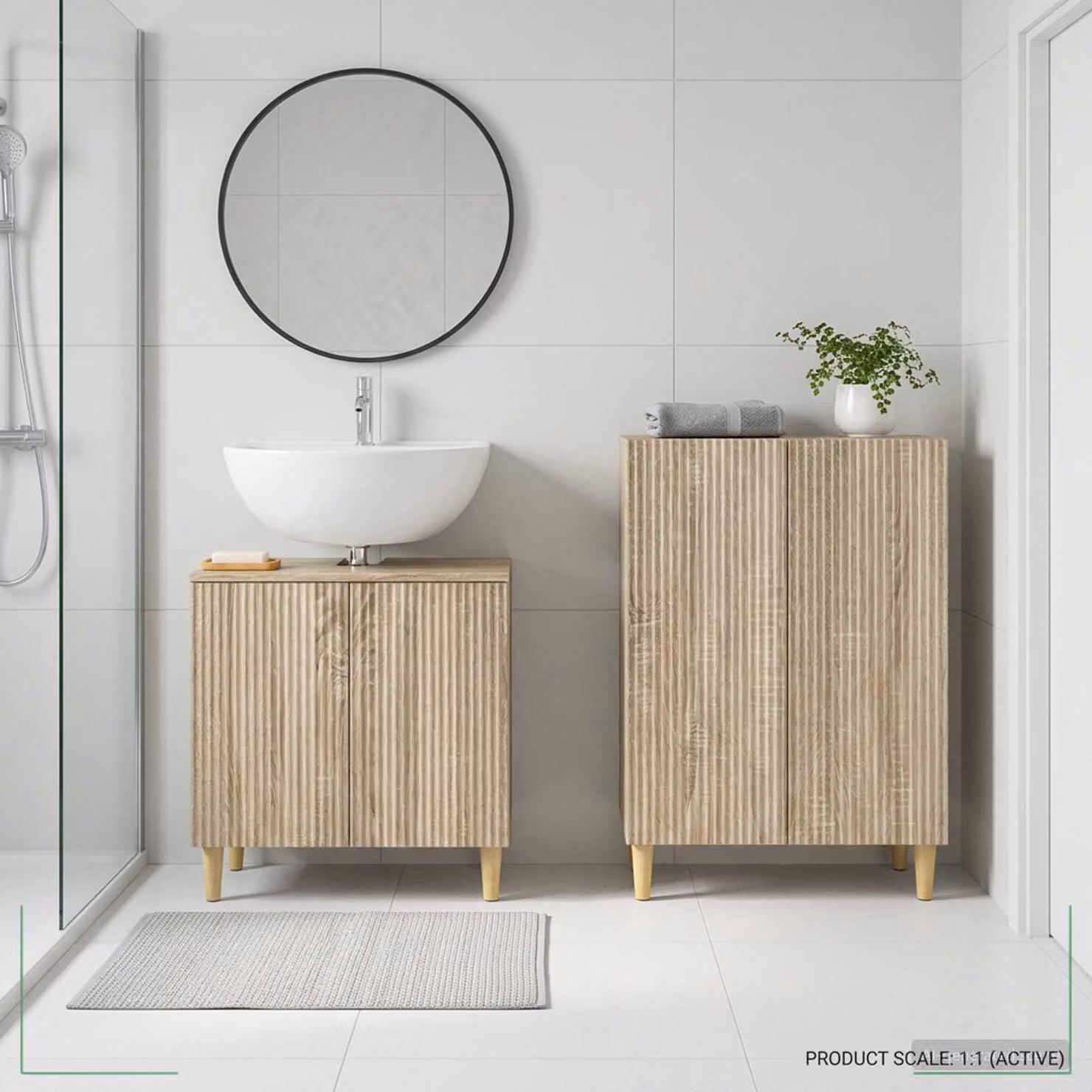 Set di mobili da bagno vidaXL ARNHEM composto da 2 pezzi in Rovere Sonoma marrone con base e mobile laterale moderno