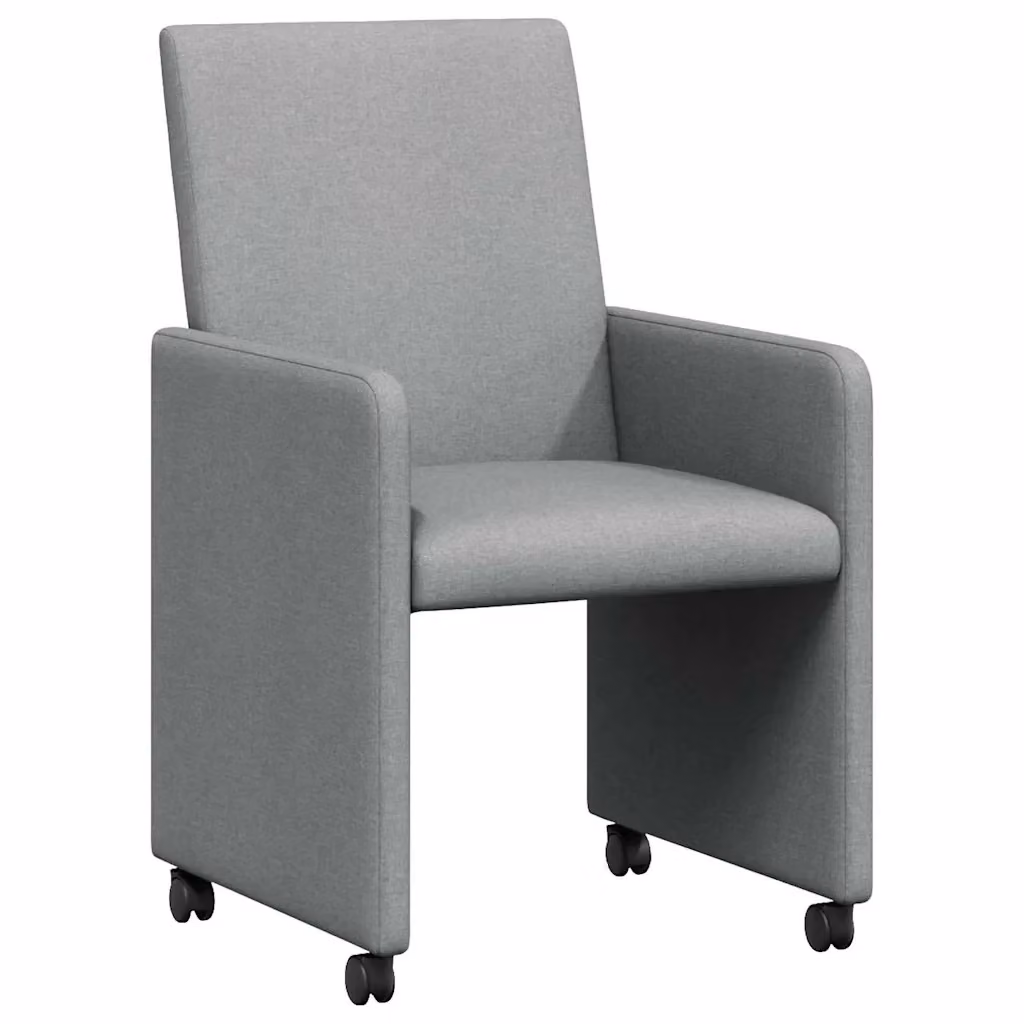 Set di 2 sedie da pranzo con ruote vidaXL in tessuto grigio chiaro, L: 57 cm, P: 66 cm, H: 94 cm – 2
