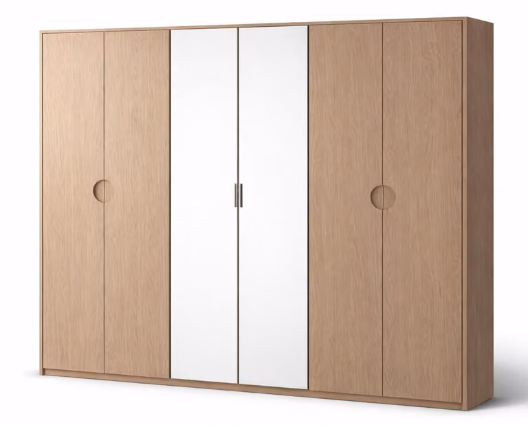 Armadio moderno marrone, grande armadio in legno, mobili per camera da letto