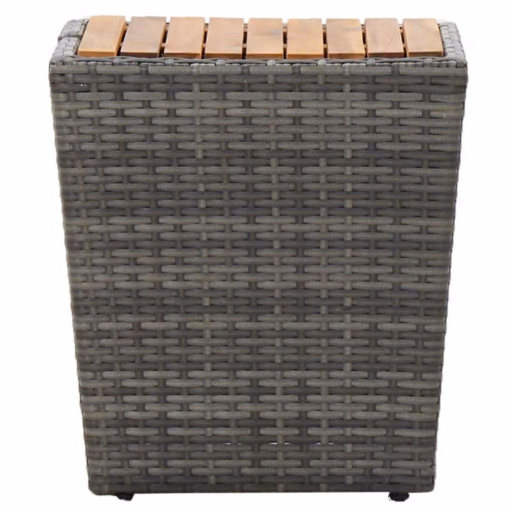 vidaXL Beistelltisch Grau 41,5×41,5×43 cm Poly Rattan & Massivholz