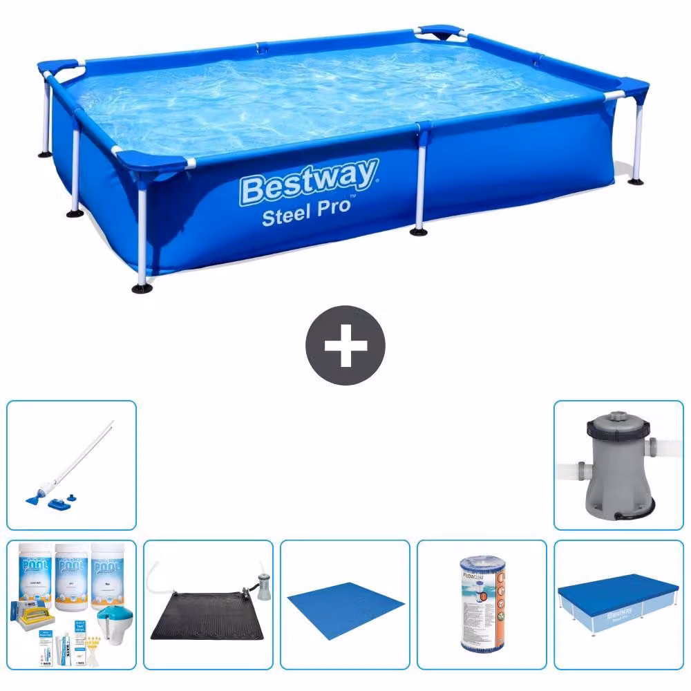 Bestway Steel Pro, piscina rettangolare - 221x150x43 cm - 8 pezzi - Modello S21513
