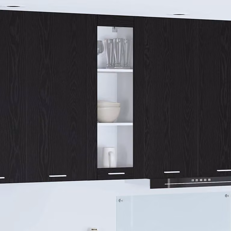 Armadio pensile da cucina vidaXL nero con ante in vetro e ripiani interni L/P/H: 40 x 31 x 100 cm