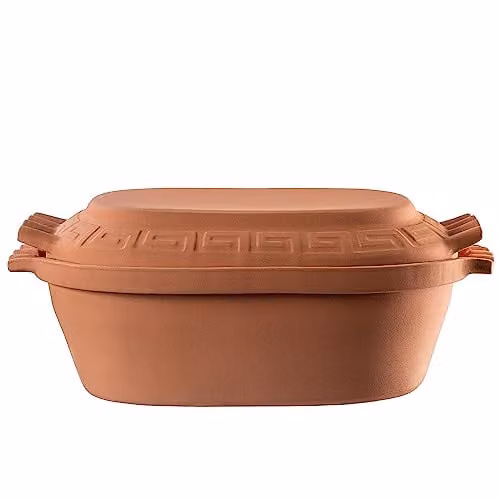 KADAX Casseruola ovale in ceramica con coperchio e manici laterali, piroscafo in materiali naturali, teglia per cucinare senza grassi, pentola per arrosto (6L)