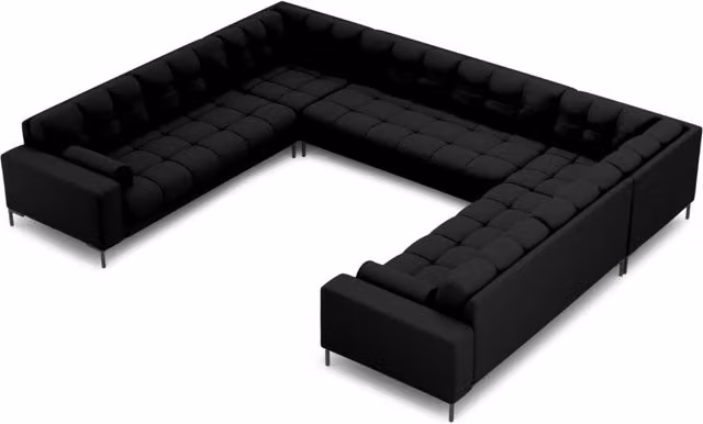 Divano panoramico Bali da 9 posti Cosmopolitan Design in tessuto nero con forma a L – 1