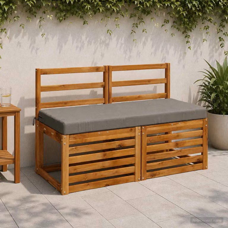 Set di 2 cuscini per panchina vidaXL SOEST in poliestere grigio con imbottitura in schiuma e rivestimento lavabile