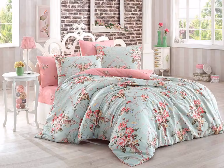 L'Essentiel Linge de Maison, Begonvilla- EPF4188, menta, copriletti, 65% cotone / 35% poliestere