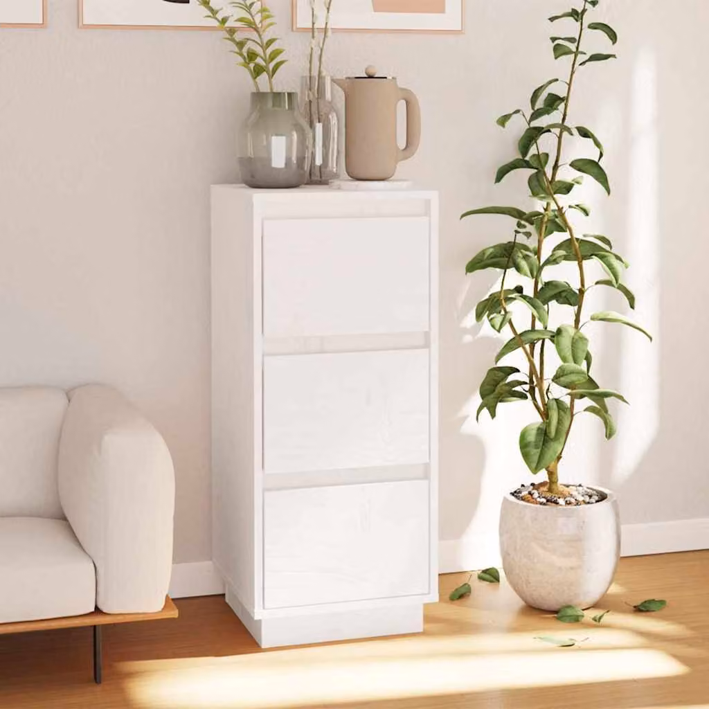 Credenza bianca vidaXL in legno massello di pino per soggiorno L/P/H: 32 x 34 x 75 cm