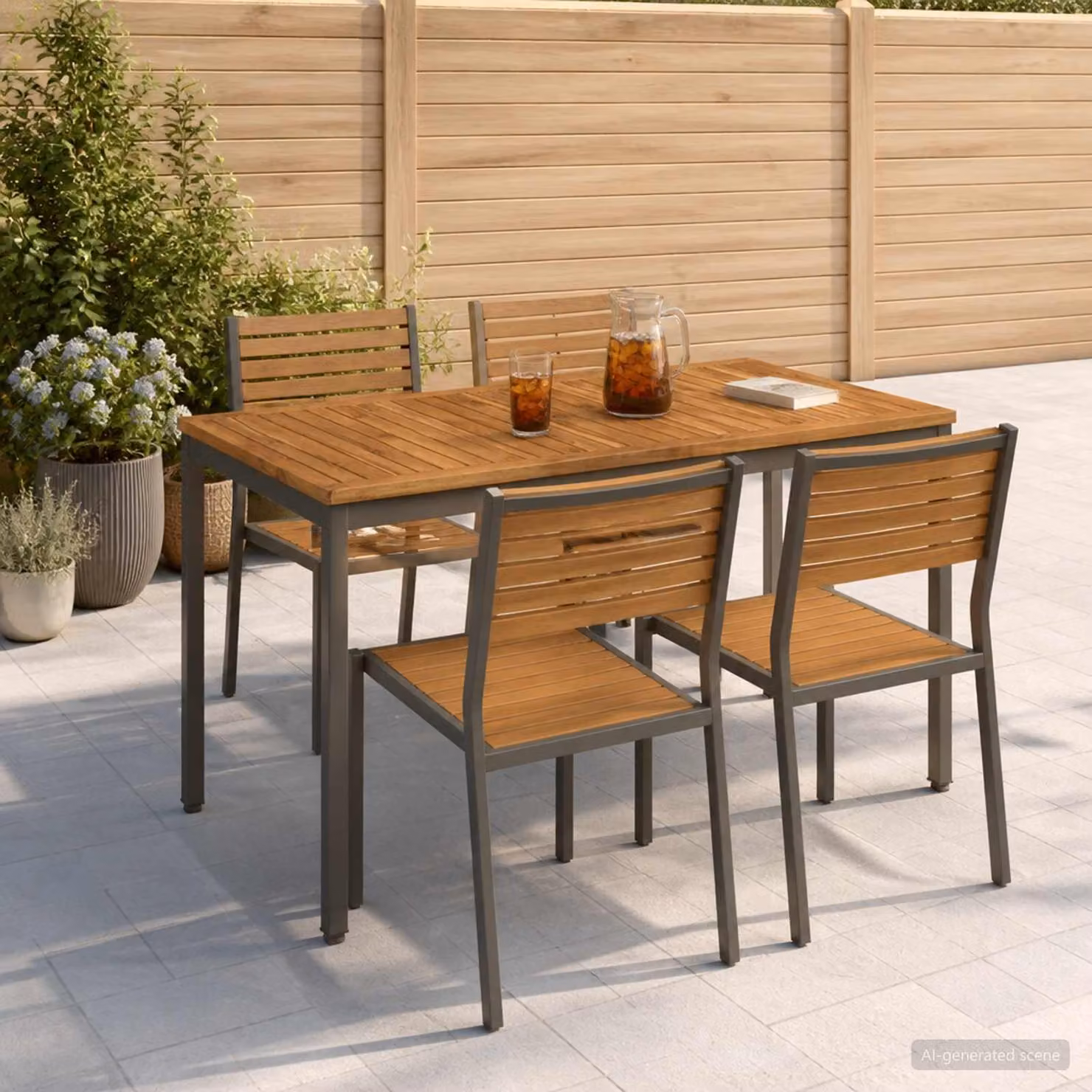 vidaXL Tavolo da giardino rettangolare in legno di acacia, colore marrone, L: 108,5 cm, P: 55 cm, H: 75 cm