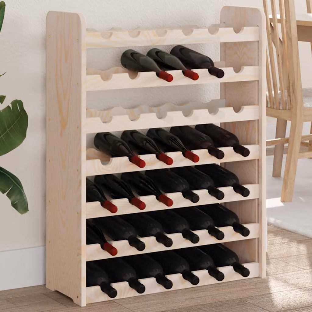 vidaXL Portavini in Legno di Pino Massello Rustico, Colore Marrone/Beige, L/P/H: 67,5 x 25 x 87 cm
