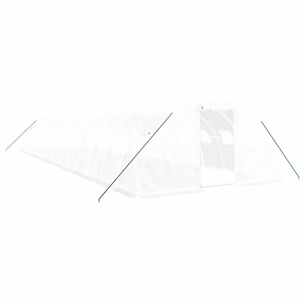 Serra Videx con telaio in acciaio galvanizzato bianco e copertura in policarbonato, L: 14 m, P: 4 m, H: 2 m – 2
