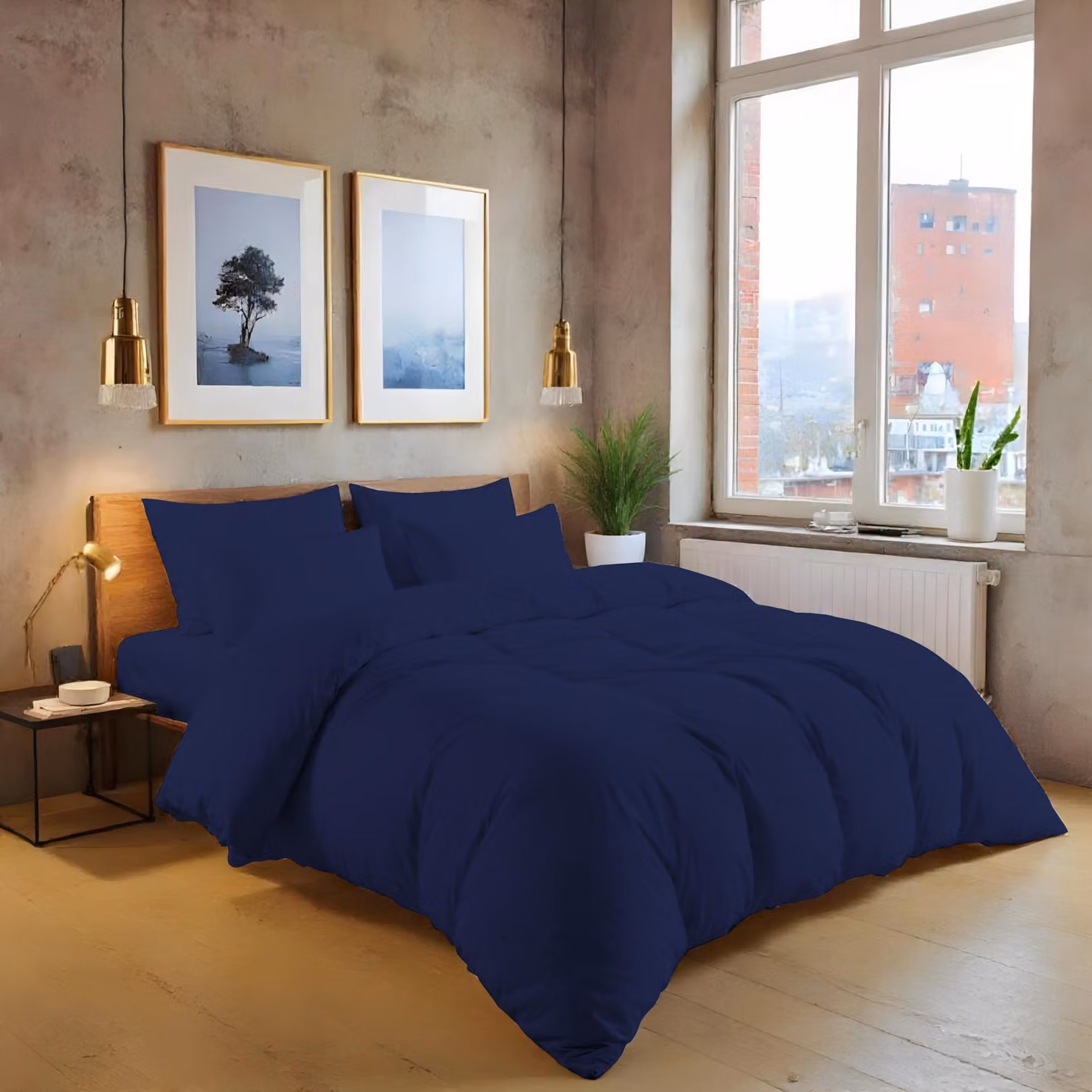 Solidchoice - Set di lenzuola con copripiumino in cotone egiziano al 100%, 200 fili