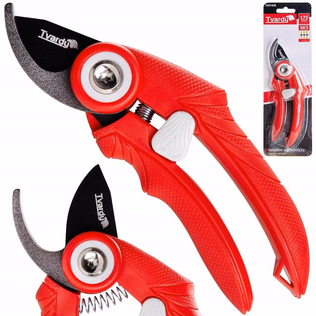 Forbice da giardino robusta, lama da 175 mm, acciaio SK5 con rivestimento in PTFE