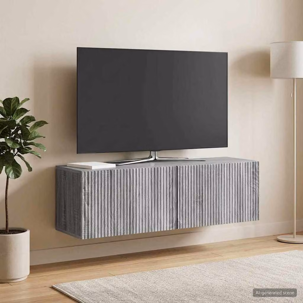 vidaXL Mobile Porta TV da Muro Moderno Grigio, L 98 cm x P 31 cm x H 30 cm