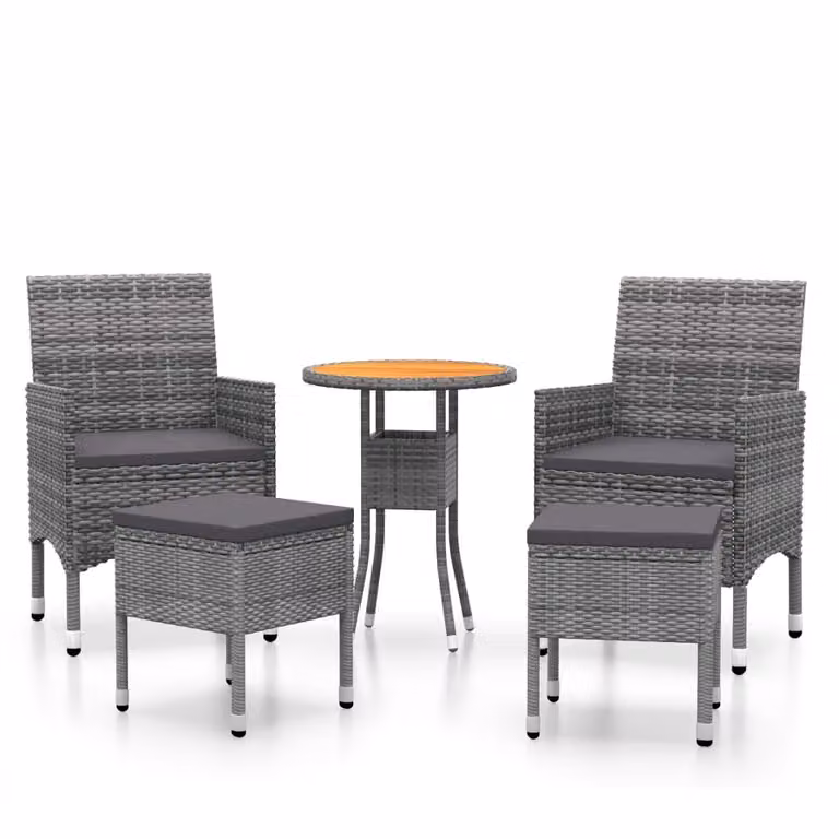Set Divani da Giardino 5 pz in Polyrattan Grigio