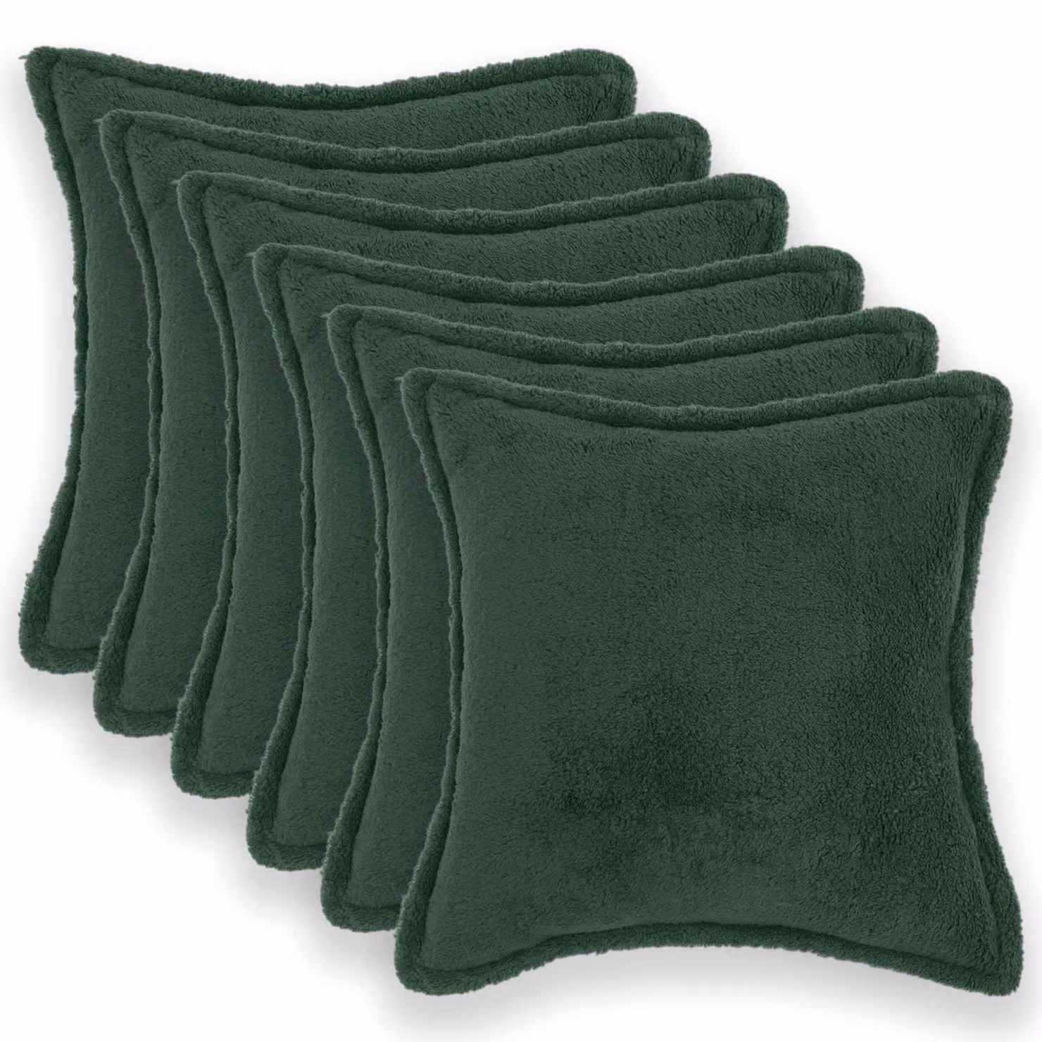 Set di 6 federe vidaXL HOUTEN in tessuto bouclé verde scuro, L 30 cm x P 30 cm
