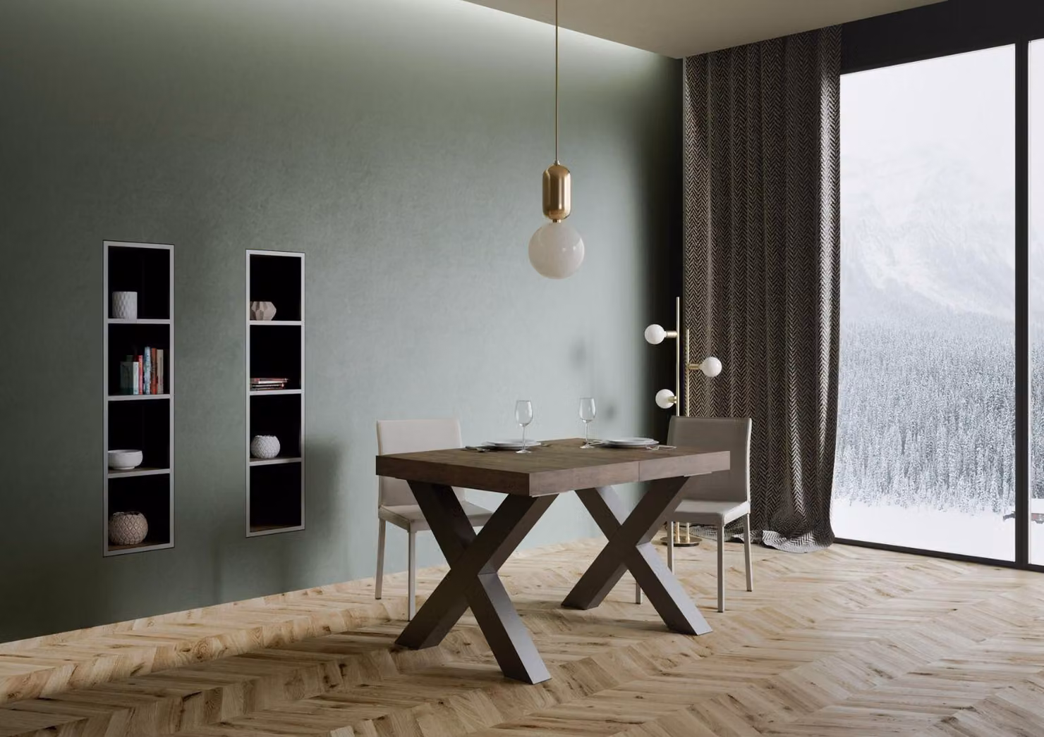 ITAMOBY - Tavolo allungabile 140/244x90 cm Traffic noce gambe antracite
