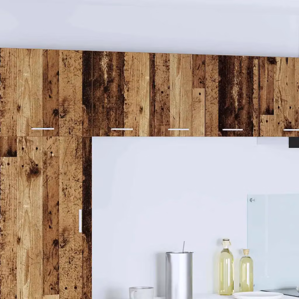 Set di 2 pensili da cucina vidaXL in legno e MDF, colore bianco e marrone, design moderno con ante a battente e ripiani interni