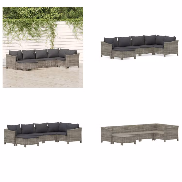 vidaXL Set da salotto da giardino 6 pezzi con cuscini in poly rattan grigio - Set da salotto da giardino - Set da salotto - Set di mobili da giardino
